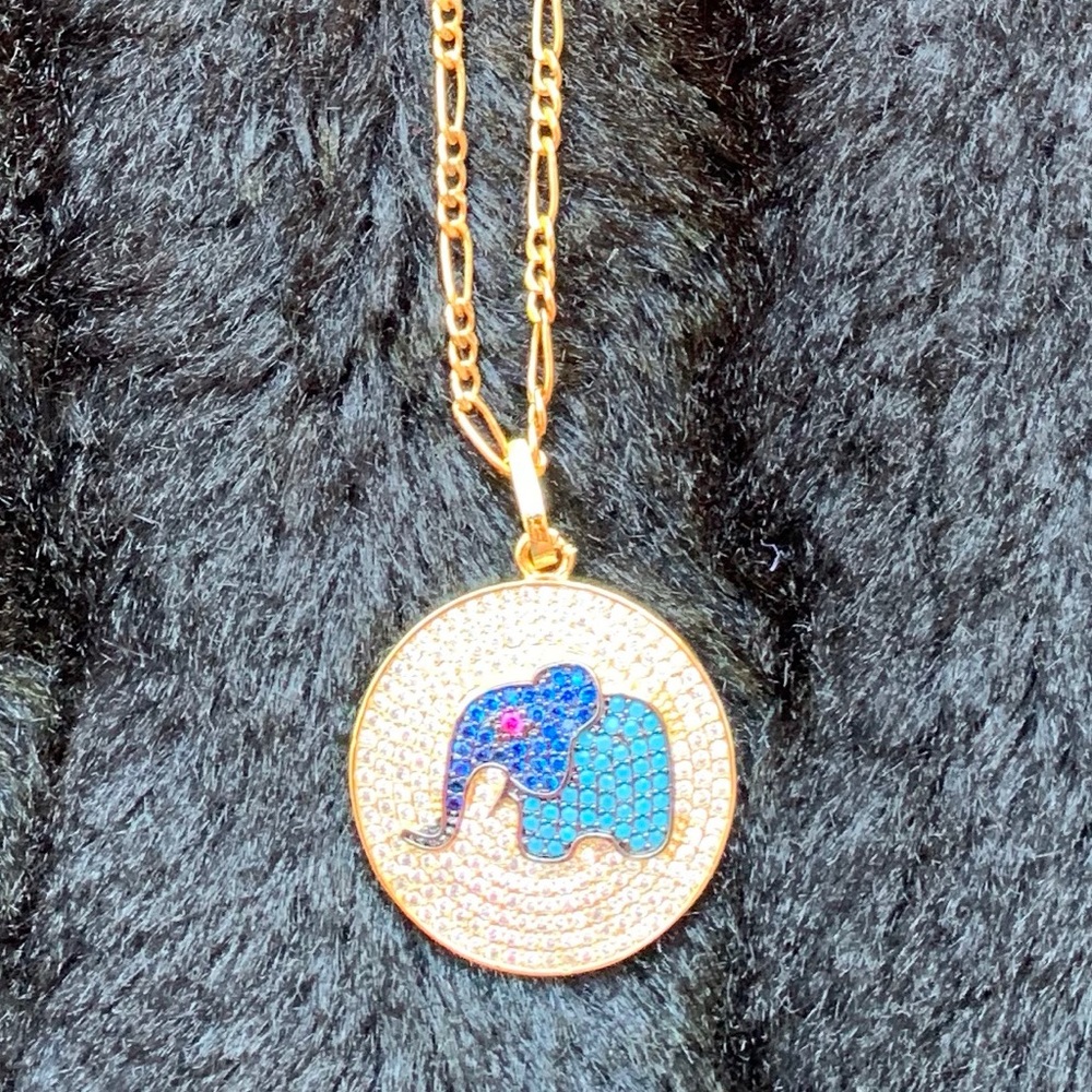 Elephant medallion with 18k Goldfilled chain